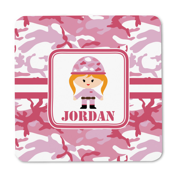 Pink Camo Square Fridge Magnet - FRONT