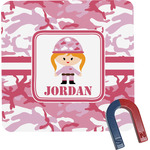 Pink Camo Square Fridge Magnet (Personalized)