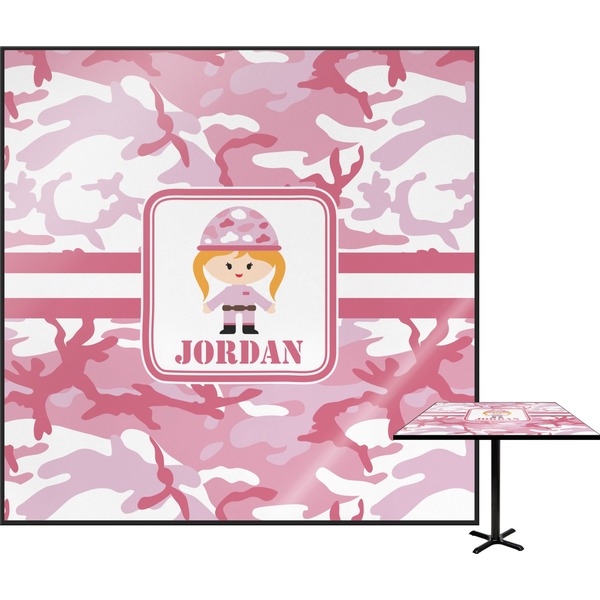 Custom Pink Camo Square Table Top - 24" (Personalized)