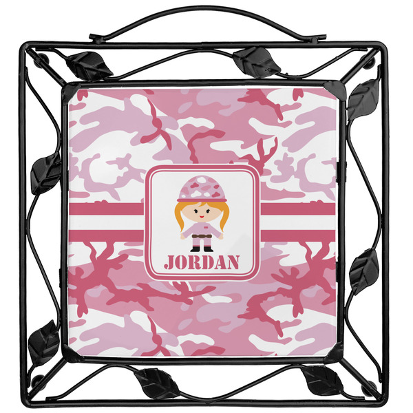 Custom Pink Camo Square Trivet (Personalized)