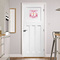 Pink Camo Square Wall Decal on Door