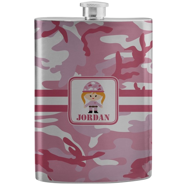 Custom Pink Camo Stainless Steel Flask (Personalized)