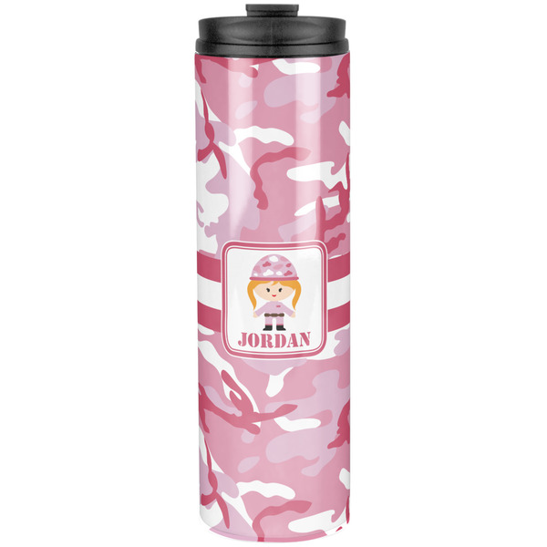 Custom Pink Camo Stainless Steel Skinny Tumbler - 20 oz (Personalized)