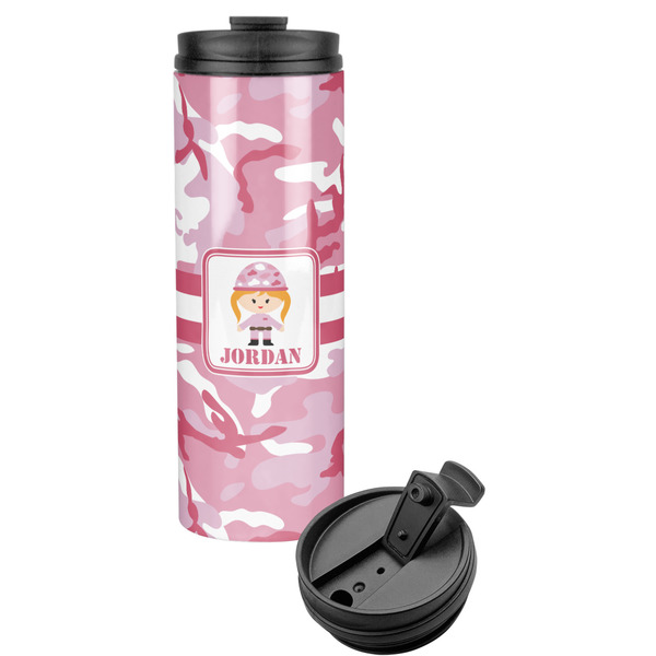 Custom Pink Camo Stainless Steel Skinny Tumbler (Personalized)