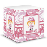 Pink Camo Sticky Note Cube (Personalized)