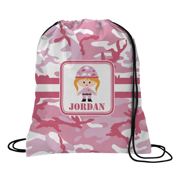 Custom Pink Camo Drawstring Backpack - Large (Personalized)