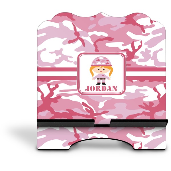 Pink Camo Stylized Tablet Stand - Front without iPad
