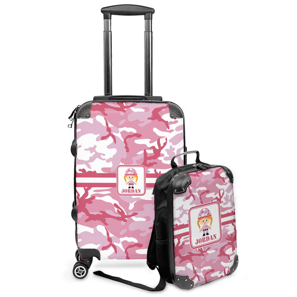 Custom Pink Camo Kids 2-Piece Luggage Set - Suitcase & Backpack (Personalized)