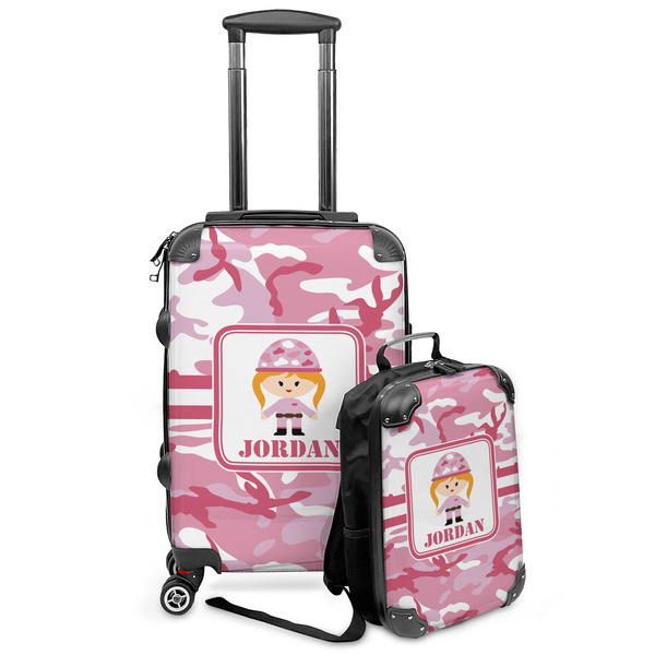 Custom Pink Camo Kids 2-Piece Luggage Set - Suitcase & Backpack (Personalized)