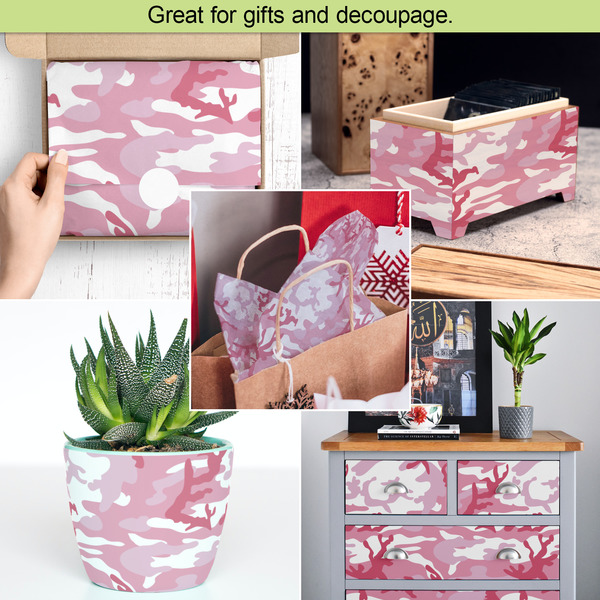Pink Camo Tissue Paper - In Use Collage
