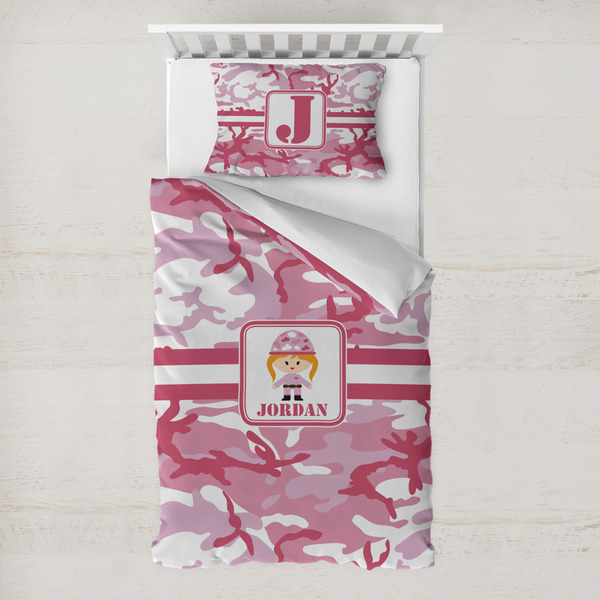 Custom Pink Camo Toddler Bedding Set - With Pillowcase (Personalized)