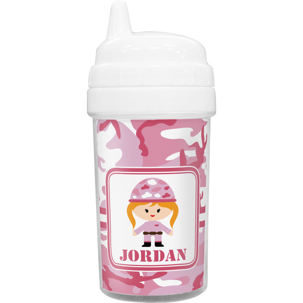 Custom Pink Camo Toddler Sippy Cup (Personalized)