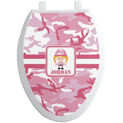 Pink Camo Toilet Seat Decal - Elongated (Personalized)