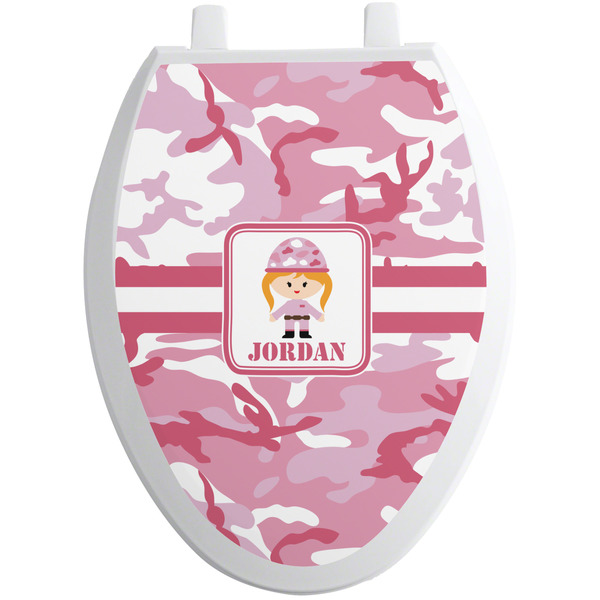 Pink Camo Toilet Seat Decal (Personalized)