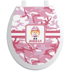 Pink Camo Toilet Seat Decal - Round (Personalized)