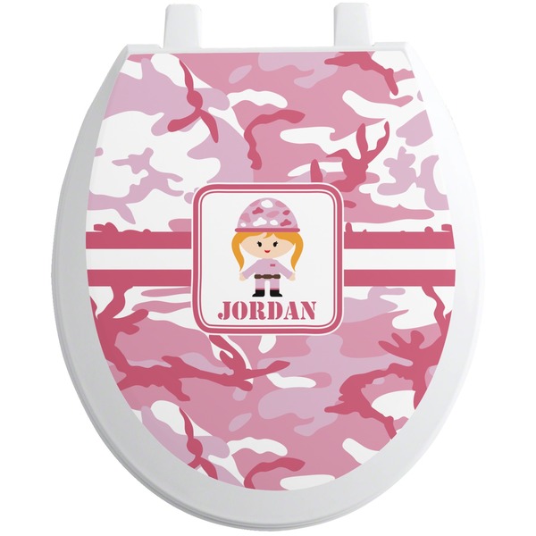 Custom Pink Camo Toilet Seat Decal - Round (Personalized)