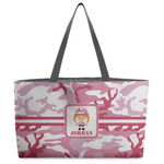 Pink Camo Beach Totes Bag - w/ Black Handles (Personalized)