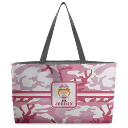 Pink Camo Beach Totes Bag - w/ Black Handles (Personalized)
