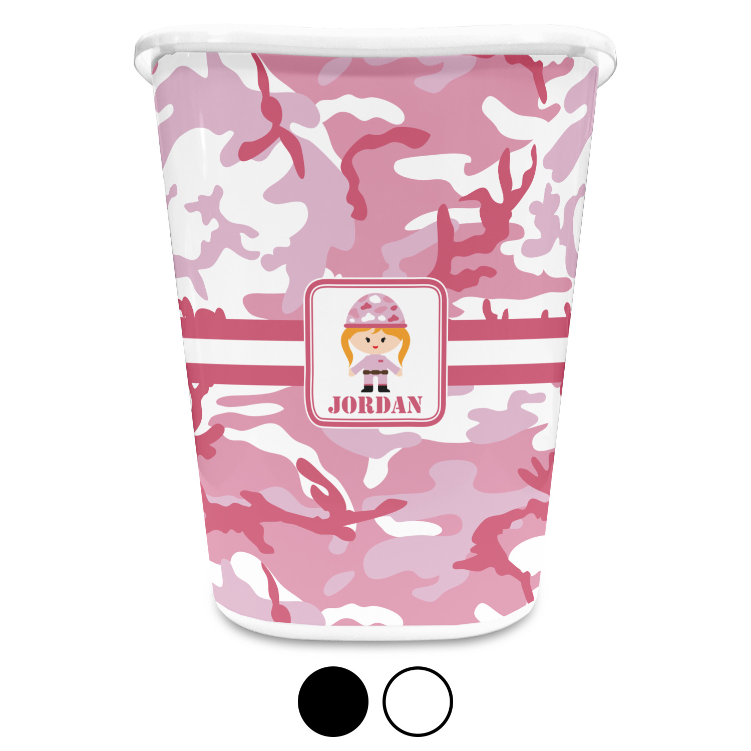 Pink Camo Waste Basket (Black) (Personalized) YouCustomizeIt