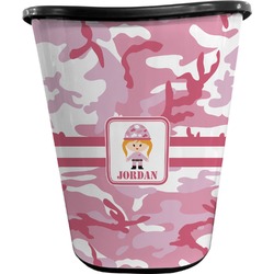 Pink Camo Waste Basket - Double Sided (Black) (Personalized)