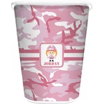 Pink Camo Waste Basket - Double Sided (White) (Personalized)