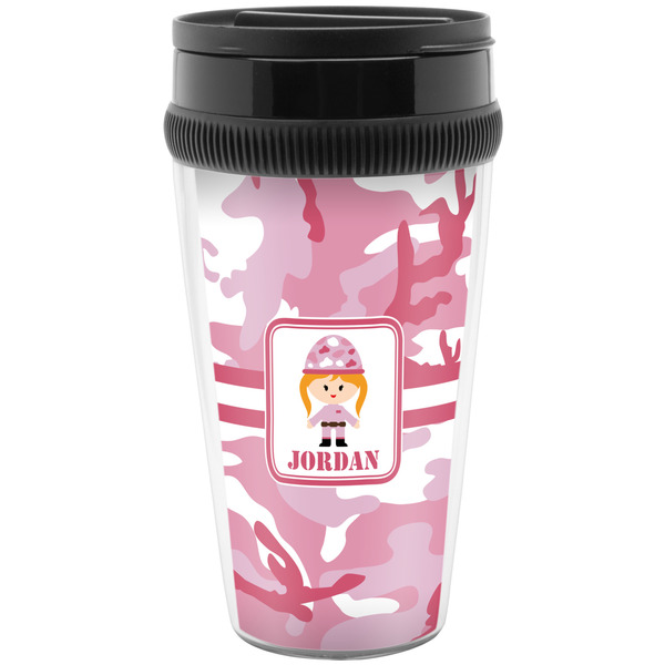 Custom Pink Camo Acrylic Travel Mug without Handle (Personalized)