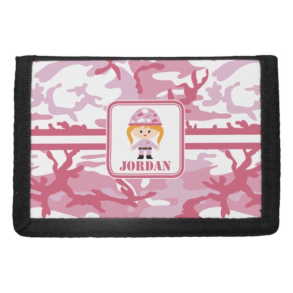 Custom Pink Camo Trifold Wallet (Personalized)