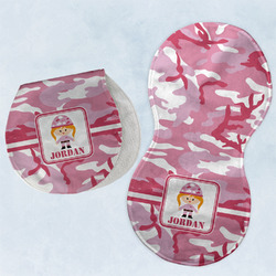 Pink Camo Burp Pads - Velour - Set of 2 w/ Name or Text