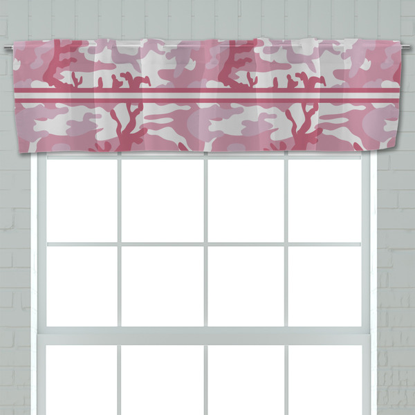 Pink Camo Valance - Closeup on window