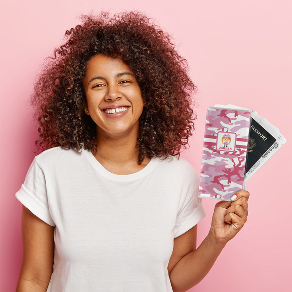 Pink Camo Vinyl Document Holder - LIFESTYLE