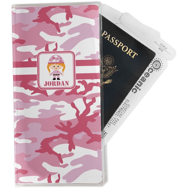Custom Pink Camo Travel Document Holder