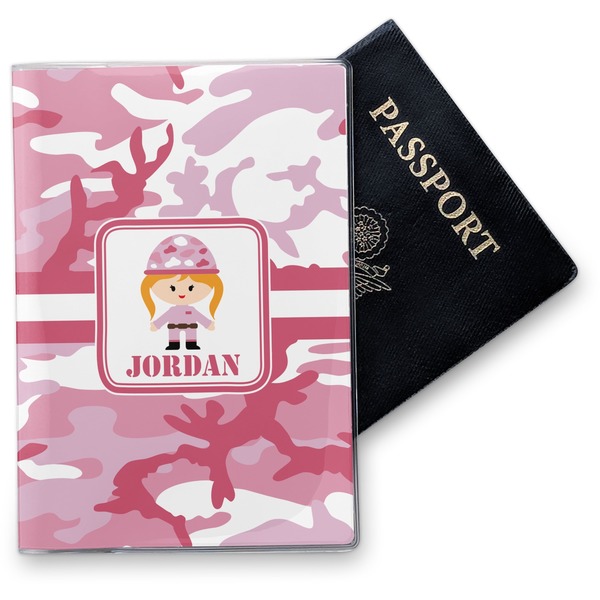 Custom Pink Camo Vinyl Passport Holder (Personalized)