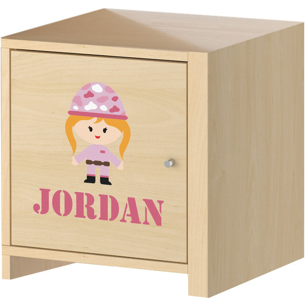 Pink Camo Wall Graphic on Wooden Cabinet