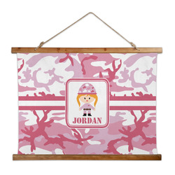 Pink Camo Wall Hanging Tapestry - Wide (Personalized)