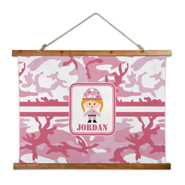 Custom Pink Camo Wall Hanging Tapestry - Wide (Personalized)