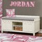 Pink Camo Wall Name Decal Above Storage bench
