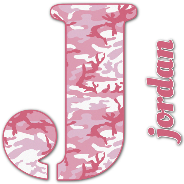 Custom Pink Camo Name & Initial Decal - Up to 12"x12" (Personalized)