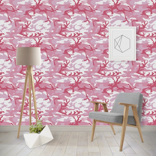 Custom Pink Camo Wallpaper & Surface Covering (Water Activated - Removable)