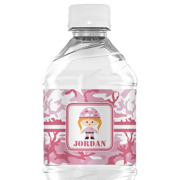 Custom Pink Camo Water Bottle Labels - Custom Sized (Personalized)