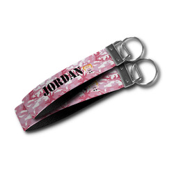 Pink Camo Wristlet Webbing Keychain Fob (Personalized)