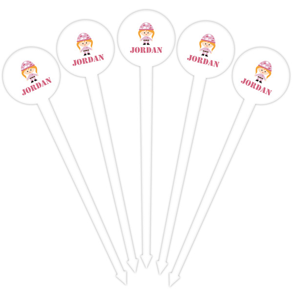 Pink Camo White Plastic 4" Food Pick - Round - Fan View