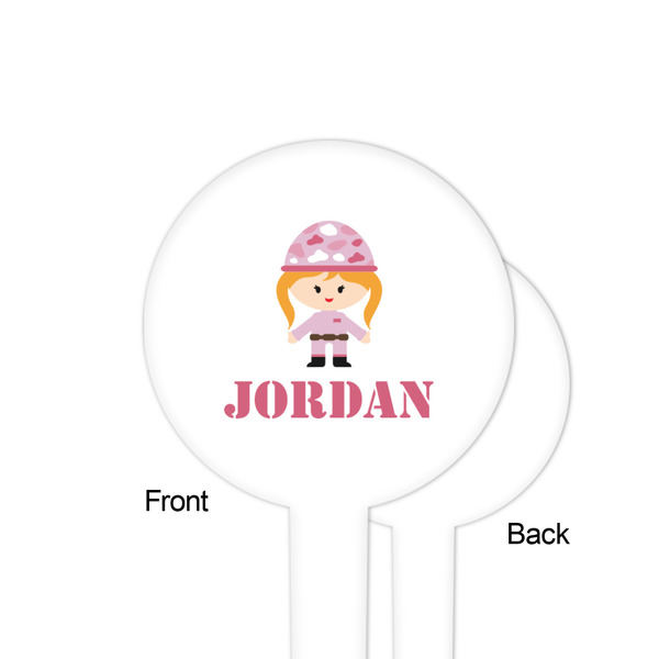 Pink Camo White Plastic 4" Food Pick - Round - Single Sided - Front & Back