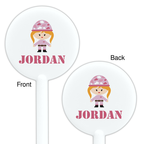 Pink Camo White Plastic 5.5" Stir Stick - Double Sided - Round - Front & Back