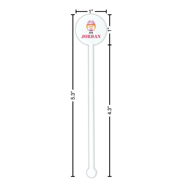 Pink Camo White Plastic 5.5" Stir Stick - Round - Dimensions