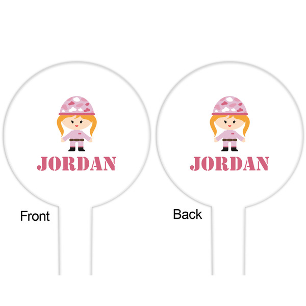 Pink Camo White Plastic 6" Food Pick - Round - Double Sided - Front & Back