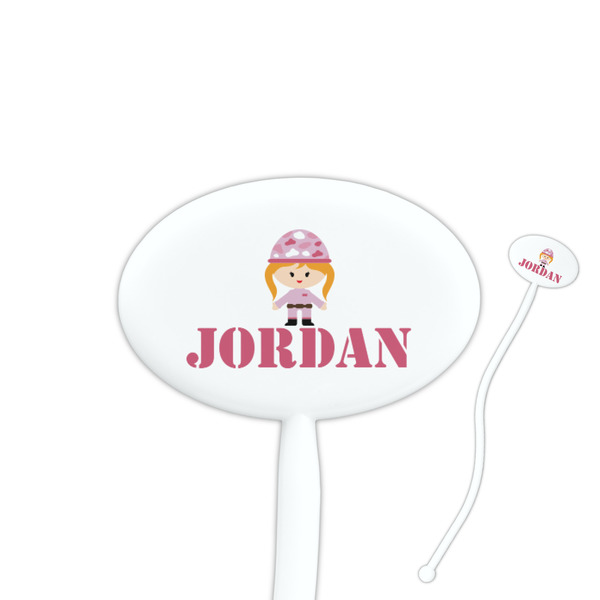 Custom Pink Camo Oval Plastic Stir Sticks (Personalized)