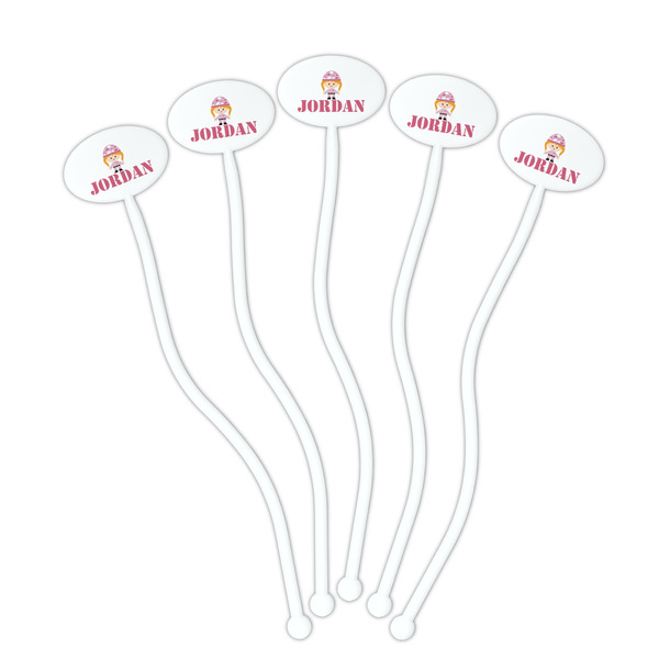 Pink Camo White Plastic 7" Stir Stick - Oval - Fan