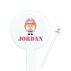 Pink Camo 7" Round Plastic Stir Sticks - White - Double Sided (Personalized)