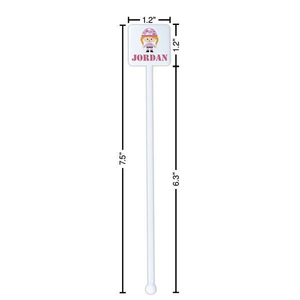 Pink Camo White Plastic Stir Stick - Square - Dimensions