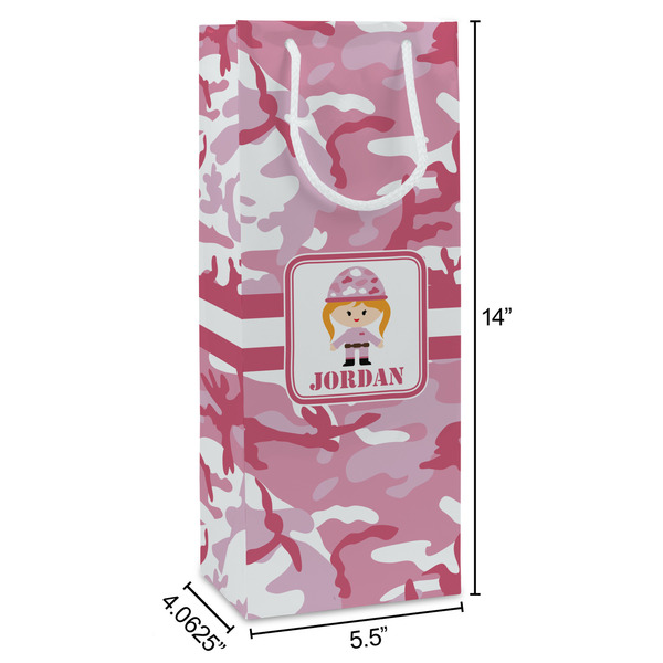 Pink Camo Wine Gift Bag - Dimensions